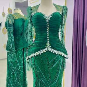 Elegant Green Beaded Dress